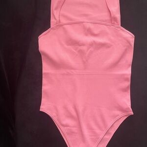 OQQ Pink Ribbed Bodysuit XXL